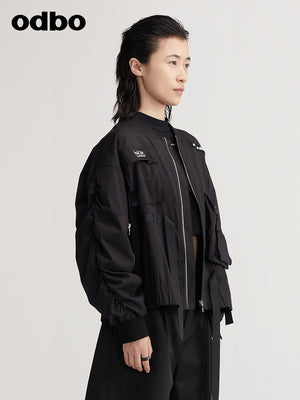 【商場同款】odbo/歐迪比歐2022新款時尚短外套女百搭棒球服夾克