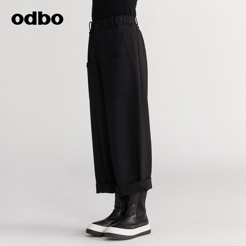 【商場同款】odbo/歐迪比歐休閒褲女秋冬季2022新款衛褲闊腿褲男