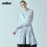 Odbo/歐迪比歐專櫃同款設計師品牌女長袖襯衫連衣裙