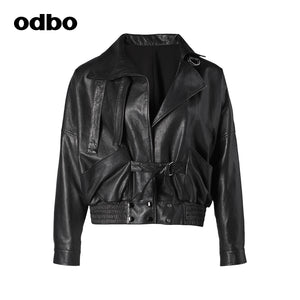 odbo 真皮 皮衣外套女 2022新款 百搭夾克