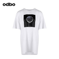Odbo 商場同款印花短袖休閒T恤女夏季2022新款原創設計寬鬆上衣潮