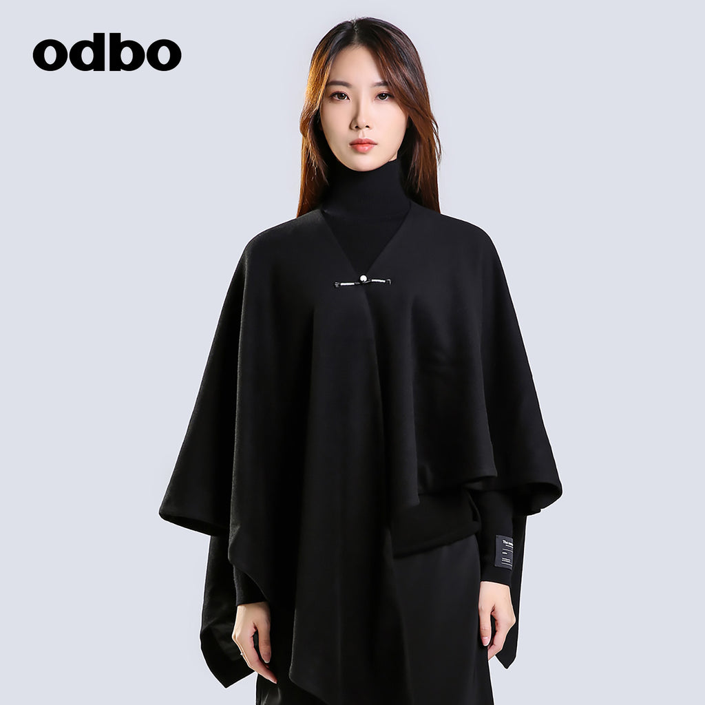 【商場同款】odbo/歐迪比歐不規則斗篷短外套女秋冬2022新款上衣