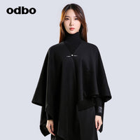 【商場同款】odbo/歐迪比歐不規則斗篷短外套女秋冬2022新款上衣