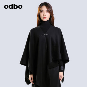 【商場同款】odbo/歐迪比歐不規則斗篷短外套女秋冬2022新款上衣