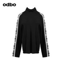 【商場同款】odbo/歐迪比歐提花高領針織衫女秋冬2022年新款毛衣