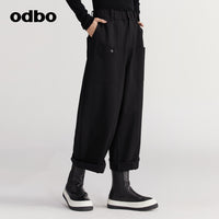 【商場同款】odbo/歐迪比歐休閒褲女秋冬季2022新款衛褲闊腿褲男