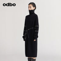 【商場同款】odbo/歐迪比歐慵懶風高領毛衣女冬季2022新款打底衫