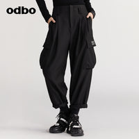 【商場同款】odbo/歐迪比歐秋冬2022新款工裝休閒褲女寬鬆束腳褲