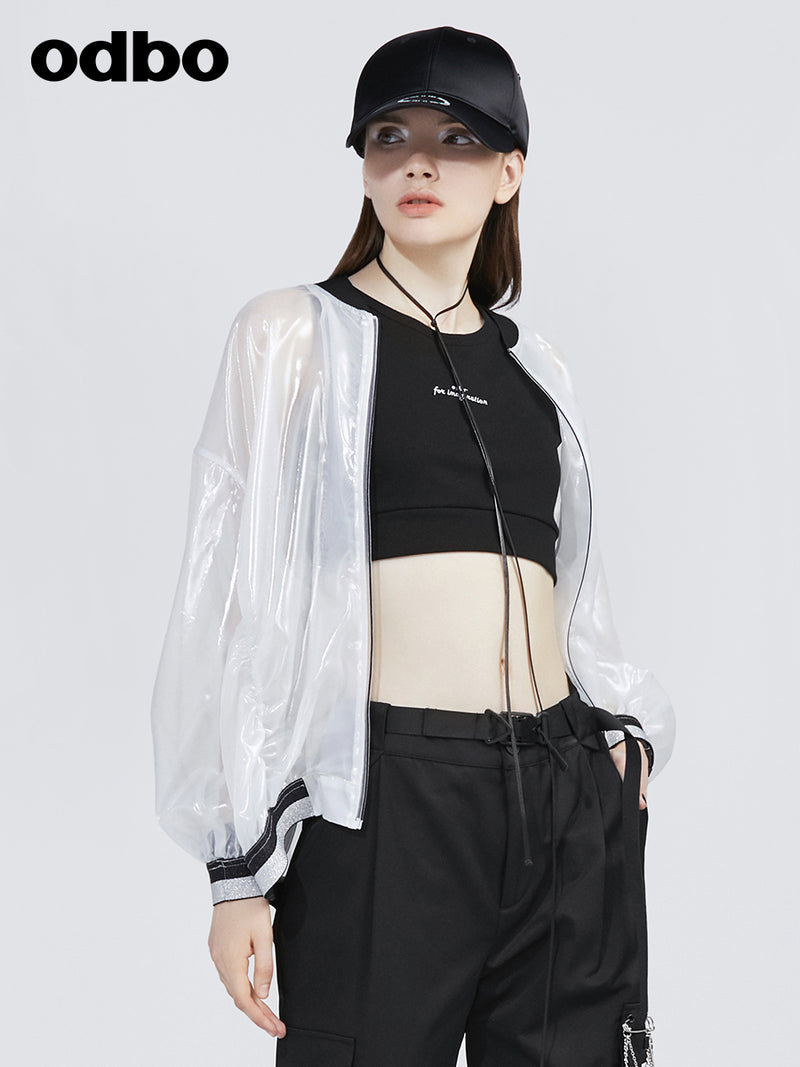 odbo 透視棒球外套 女 衛衣款 2022新款