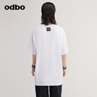 Odbo 商場同款印花短袖休閒T恤女夏季2022新款原創設計寬鬆上衣潮
