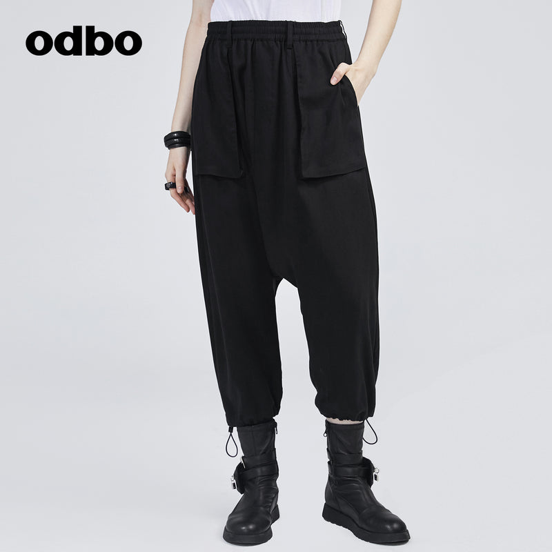 【商場同款】odbo/歐迪比歐2022年新款高腰休閒褲女九分吊襠褲子