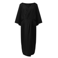 Odbo輕熟風黑色前後兩穿v領連衣裙女夏季2022年新款氣質顯瘦小眾