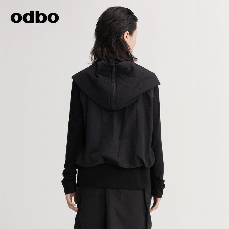 【商場同款】odbo/歐迪比歐秋冬2022新款時尚設計感斗篷背心外套