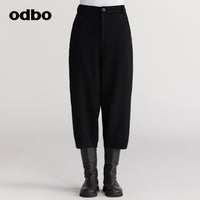 【商場同款】odbo/歐迪比歐秋冬2022新款羊毛休閒褲女保暖七分褲