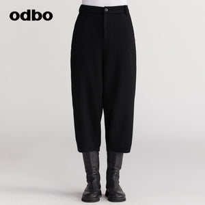 【商場同款】odbo/歐迪比歐秋冬2022新款羊毛休閒褲女保暖七分褲