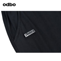 Odbo抽繩鬆緊高腰針織休閑褲女早秋新款寬鬆百搭黑色哈倫褲潮牌