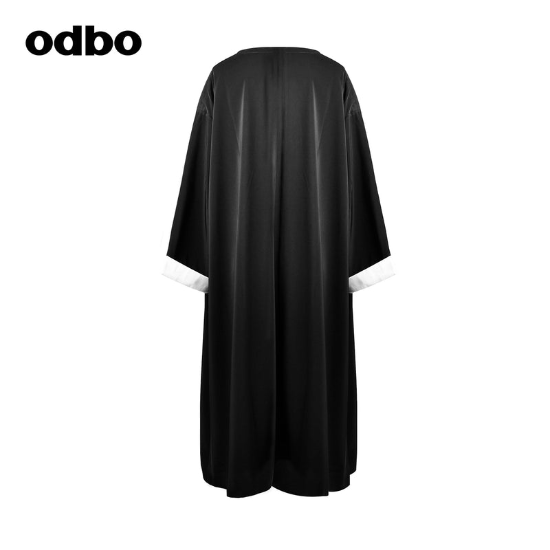 Odbo設計感小眾不規則開衫外套女早秋中長款氣質百搭寬鬆黑色潮