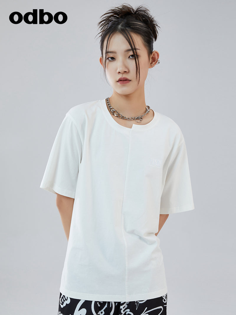 Odbo 寬鬆顯瘦白色短袖t恤女夏季2022年新款舒適百搭休閒氣質上衣