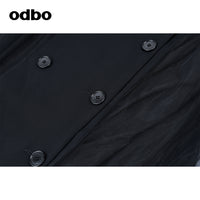 Odbo拼接設計感小眾風衣外套女中長款2022年秋冬氣質百搭顯瘦潮