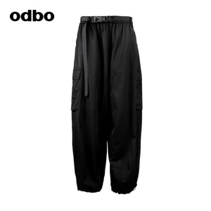 【商場同款】odbo/歐迪比歐春裝2022年新款女抽繩束腳嘻哈休閒褲