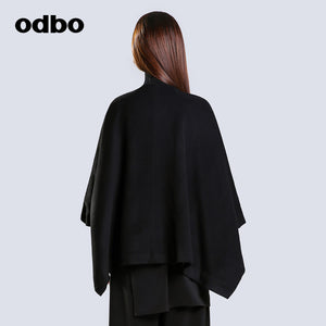 【商場同款】odbo/歐迪比歐不規則斗篷短外套女秋冬2022新款上衣