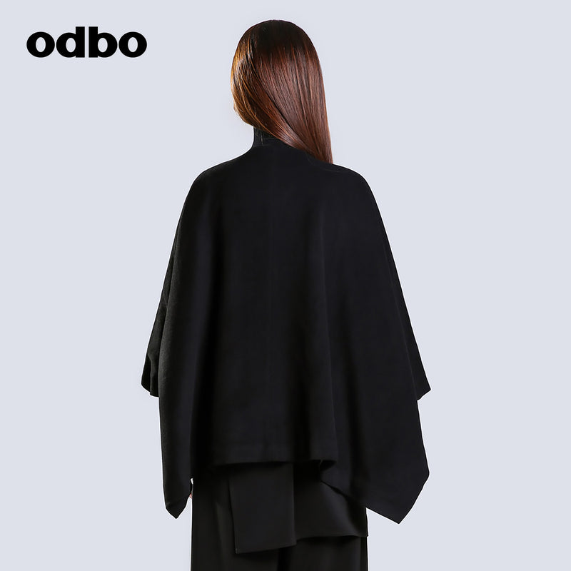 【商場同款】odbo/歐迪比歐不規則斗篷短外套女秋冬2022新款上衣