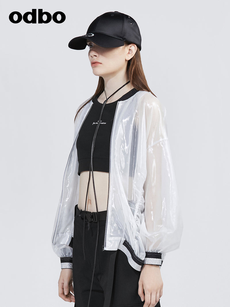 odbo 透視棒球外套 女 衛衣款 2022新款