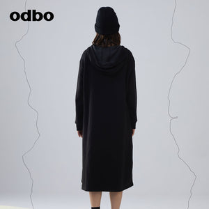 odbo 2022新款 休閒氣質 連帽 連衣裙 寬鬆 衛衣裙