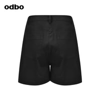 Odbo高腰顯瘦休閒短褲女外穿夏季新款寬鬆中褲黑色百搭五分褲潮