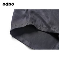 Odbo潮牌鬆緊高腰休閒褲女寬鬆夏新款垂感黑色顯瘦百搭闊腿長褲