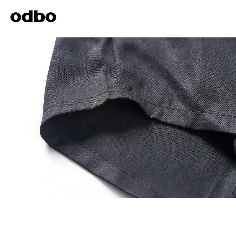 Odbo潮牌鬆緊高腰休閒褲女寬鬆夏新款垂感黑色顯瘦百搭闊腿長褲