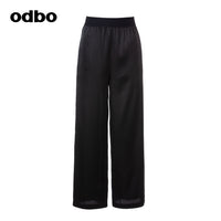 Odbo 時尚舒適百搭高級感黑色休閒褲女夏季2022年新款垂感闊腿褲