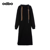 odbo 2022新款 休閒氣質 連帽 連衣裙 寬鬆 衛衣裙
