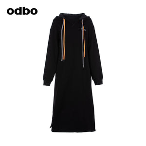 odbo 2022新款 休閒氣質 連帽 連衣裙 寬鬆 衛衣裙
