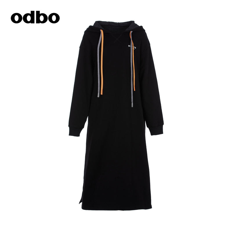 odbo 2022新款 休閒氣質 連帽 連衣裙 寬鬆 衛衣裙