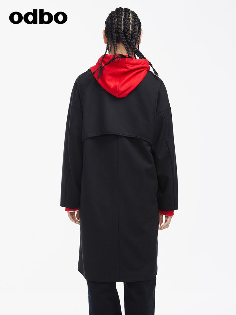 odbo 2022年新款女黑色西裝外套 中長百搭西服