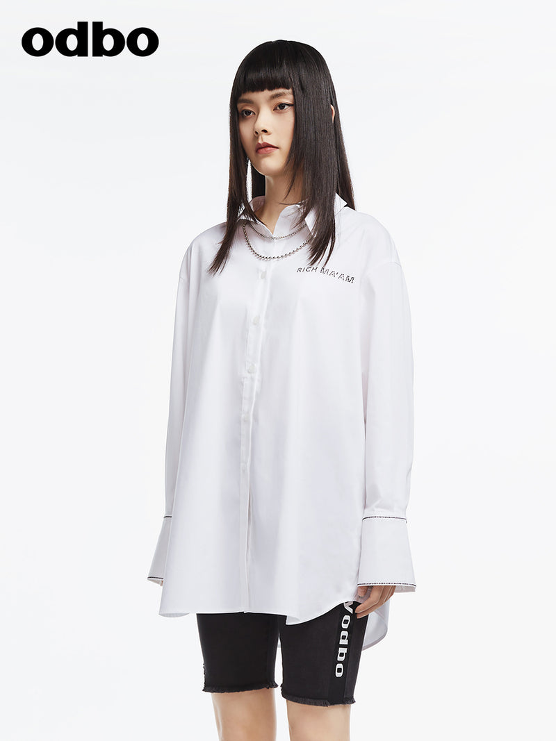 odbo 設計感小眾 白色襯衫  2022年新款 女