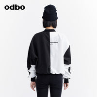 Odbo秋冬2022年新款女黑白撞色短外套女設計感小眾時尚百搭夾克潮