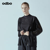 Odbo網紗連帽運動休閒外套女潮夏季薄款防紫外線透氣長袖防曬衫