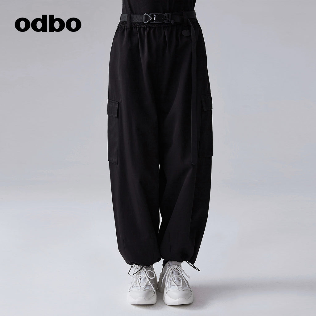 【商場同款】odbo/歐迪比歐春裝2022年新款女抽繩束腳嘻哈休閒褲