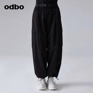 【商場同款】odbo/歐迪比歐春裝2022年新款女抽繩束腳嘻哈休閒褲