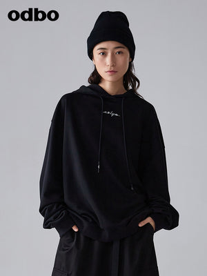 【商場同款】odbo/歐迪比歐春裝2022年新款女時尚連帽針織衛衣男