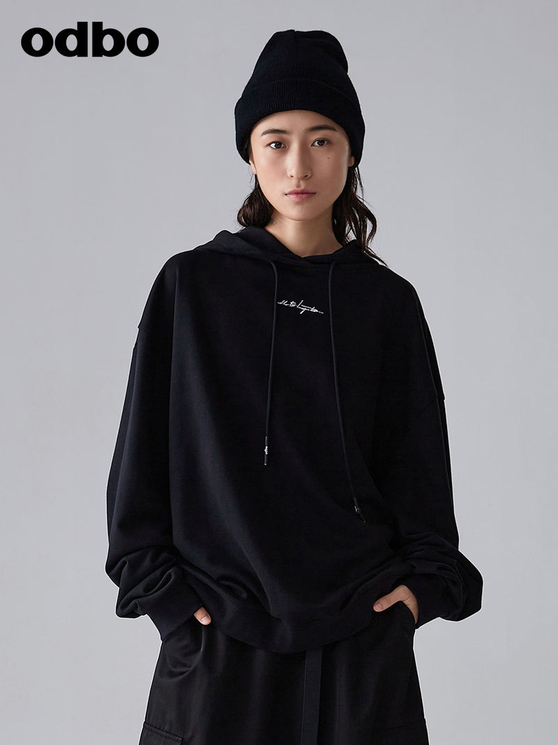【商場同款】odbo/歐迪比歐春裝2022年新款女時尚連帽針織衛衣男