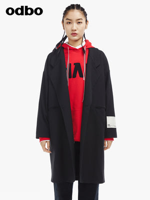 odbo 2022年新款女黑色西裝外套 中長百搭西服