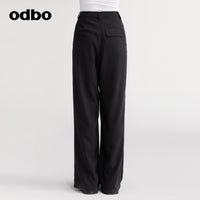 【商場同款】odbo/歐迪比歐秋冬2022新款垂感休閒褲女闊腿長褲