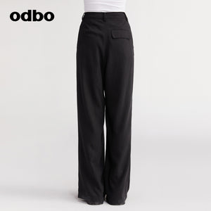 【商場同款】odbo/歐迪比歐秋冬2022新款垂感休閒褲女闊腿長褲