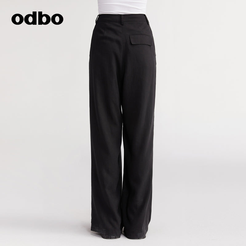 【商場同款】odbo/歐迪比歐秋冬2022新款垂感休閒褲女闊腿長褲