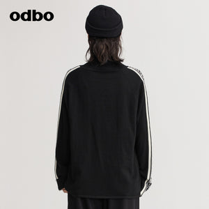 【商場同款】odbo/歐迪比歐提花高領針織衫女秋冬2022年新款毛衣
