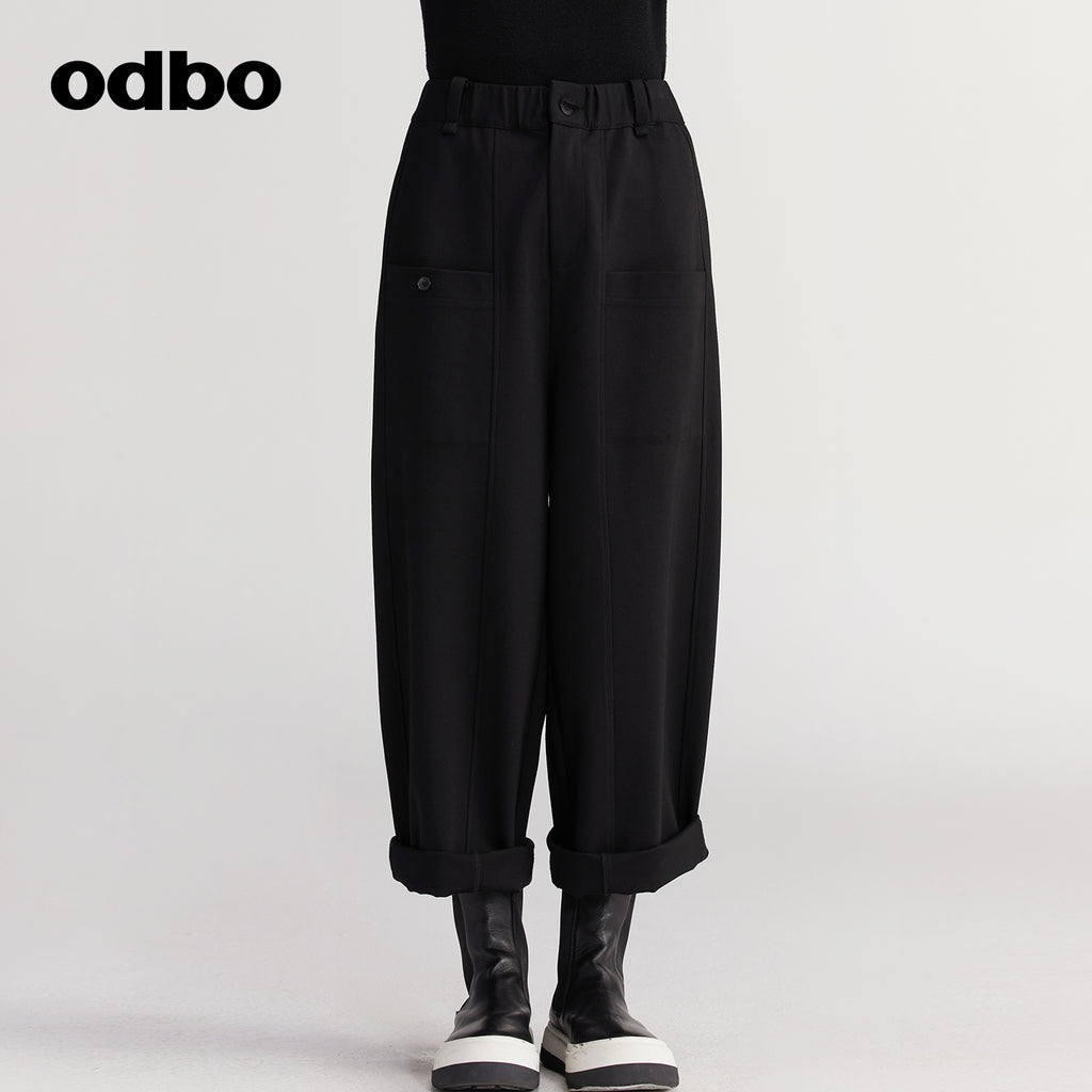 【商場同款】odbo/歐迪比歐休閒褲女秋冬季2022新款衛褲闊腿褲男