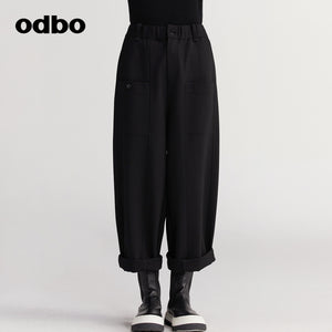 【商場同款】odbo/歐迪比歐休閒褲女秋冬季2022新款衛褲闊腿褲男